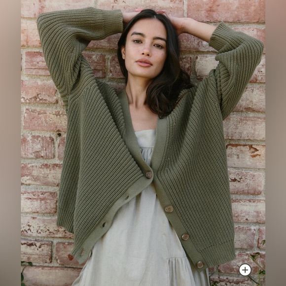 Jenni Kayne Sweaters - NEW Jenni Kayne Cocoon Cotton Oversized Cardigan Sweater in Sage Green | size S
